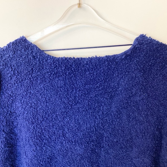 Free People Popcorn Knit Cropped V-Neck Sweater - Blue - S - Picture 5 of 7